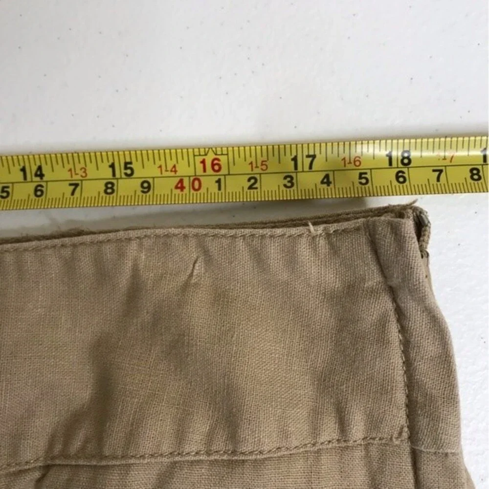 Cato Linen Blend Tan Gored Panel A Line Midi Skirt Womens Size 14 Lagenlook Boho